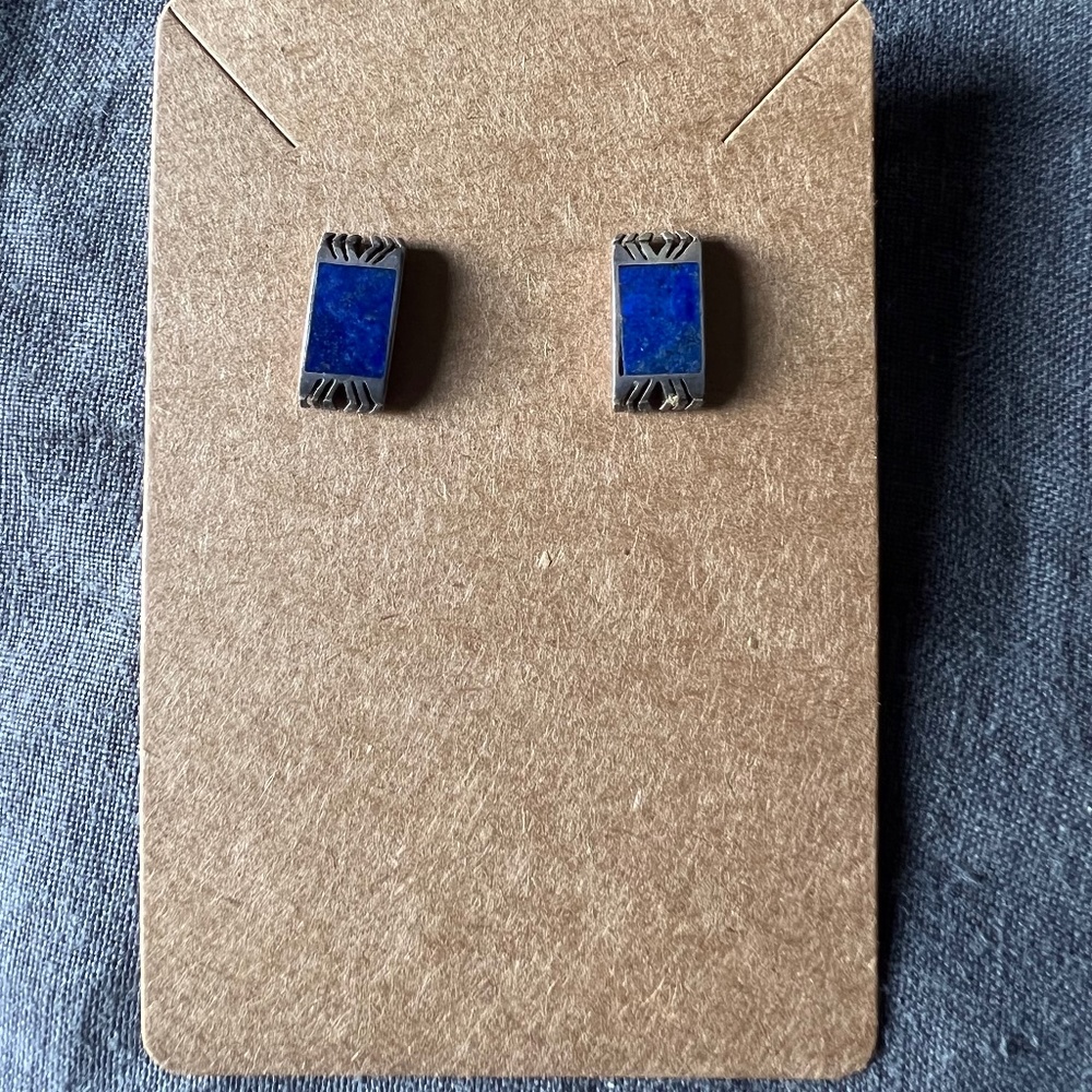 VICKI MARTIN Sterling Lapis Lazuli Earrings Vintage Native American 925